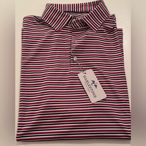Harleston’s Golf Polo Red, Blue, White Striped large New
